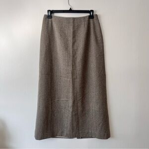 Vintage Rena Rowan Womens 100% Wool Maxi Skirt Tan Minimalist Preppy Academia